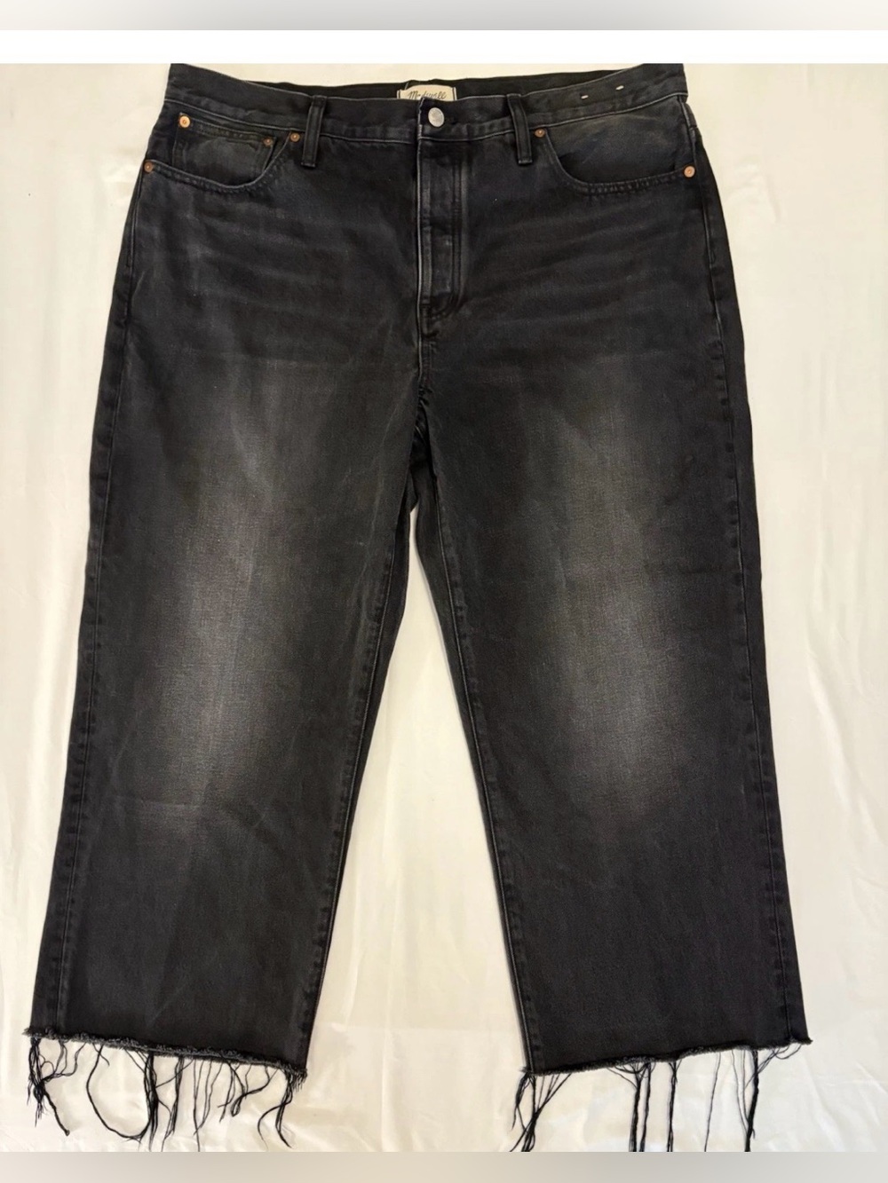 Madewell Black Cropped Raw Hem Jeans Women’s Size 38x 26